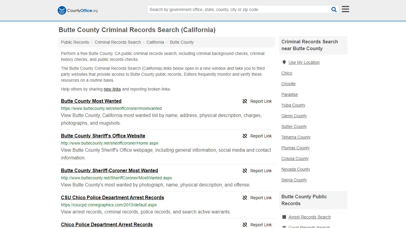 Criminal Records Search - Butte County, CA (Arrests, Jails ...